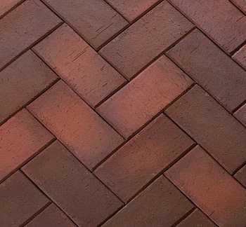 Клинкер тротуарный Темно-красный флэшинг Глазго (540шт/п) (1м2-50 шт)