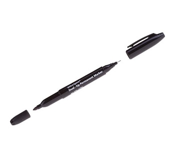 Маркер перманентный двухсторонний Черный, пулевидный, 0,8/2,2мм OfficeSpace DPM_1574BL