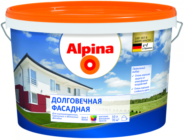 Краска Долговечная фасадная 2,35л Alpina (В3)