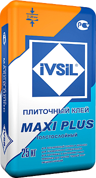 Клей для плитки IVSIL MAXI PLUS толстослойн,кр.керамогранит,тепл.пол 25кг(48)