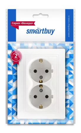 Розетка Smartbuy 2-ая с/з белая
