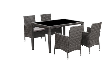 Набор мебели Нестор (стол+4 кресла ротанг бежевый, подушки бежевые)