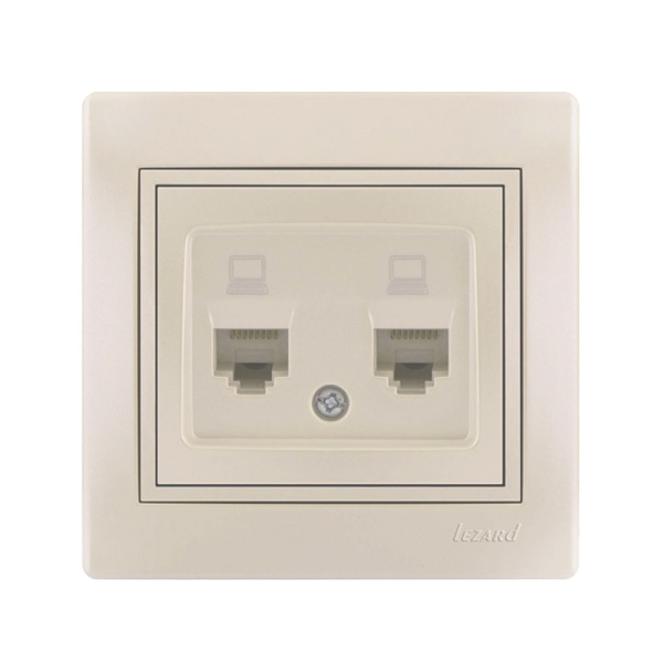 Розетка Lezard MIRA компьютерная 2-ая крем RJ-45