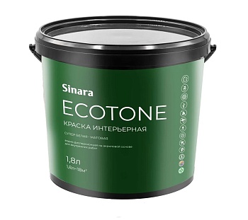 Краска акриловая Интерьерная супербелая(база А) 1,8л Sinara ECOTONE