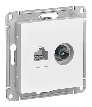 Механизм розетки Schneider AtlasDesign двойная ТV+RG45 белый ATN000189