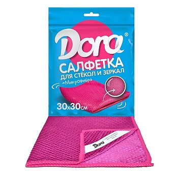 Салфетка 30*30 микрофибра для стекол и зеркал DORA