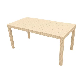 Стол пластиковый "RATTAN" 1532*789*701мм(сливочный) ING6184СЛВ