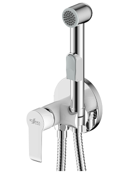 Смеситель ROSSINKA W25-51 одноручный,(25мм) с гигиенич.душем, встраиваемый , хром/бел