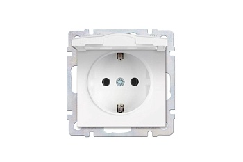 Розетка с заземлением и крышкой 16А, белая "Нептун" (SBE-05w-16-S1-ZK)