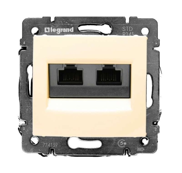 Механизм розетки Legrand Valena информ. 2-ая RJ+RJ слоновая кость 