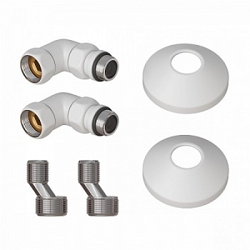 Комплект подключения для полотенцесушителя Point PN93412W 3/4"х1/2 г/ш со сгоном, белый