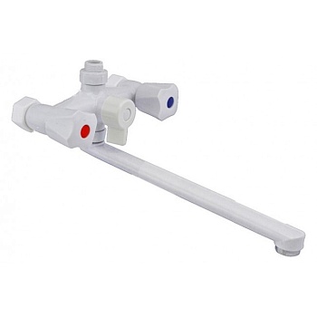 Смеситель для ванны PL4-140P с длинным изливом из высокопрочного пластика- БЕЛЫЙ