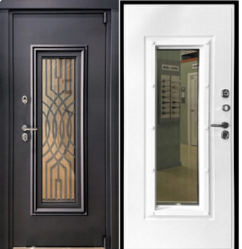 Дверь входная Вавилон Муар Графит/Белый мат.2050*860 правая (витрина)