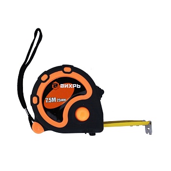 Рулетка 7,5м*25мм с фиксатором двухкомп.корпус Вихрь 234039