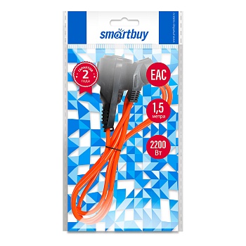 Удлинитель силовой c вилкой и розеткой 1*1,5м 2Р+РЕ/ 10А/2,2кВт ip44 Smartbuy SBE-16-1