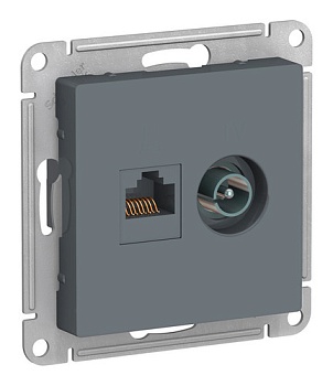 Розетка компьютерная + телевизионная 2-м AtlasDesign RJ45 кат.5E + TV механизм грифель SE ATN000789