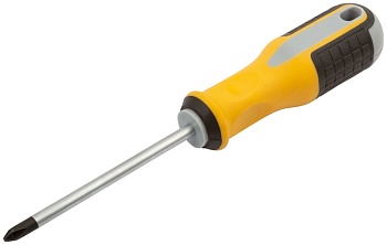 Отвертка крестовая PH2 6*100мм, прорезиненная ручка Fit 55177