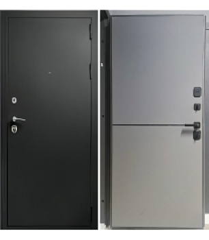 Дверь металлическая Термо Классика  In серый муар/ Софт Графит ,чер. молдинг 960*2050 левая