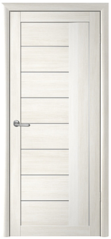 Дверь межкомн. Эко-шпон Марсель 700 Кипарис белый, стекло мателюкс (витрина)