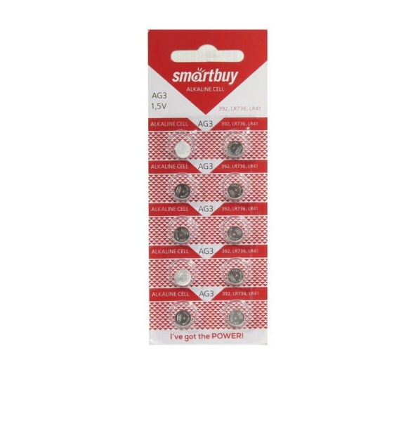 Батарейка часовая Smartbuy AG3-10B (102000)  (SBBB-AG3-10B)