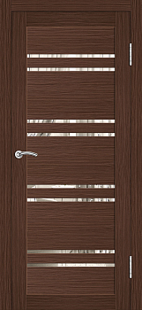 Дверное полотно Ромена Эко. Орех 800 Черный лак (витрина)