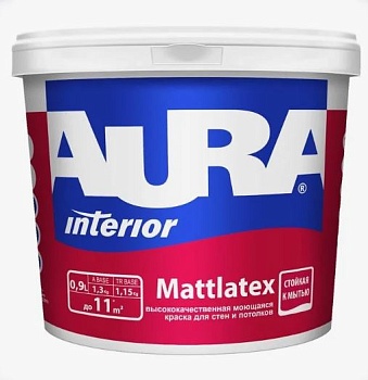 Краска AURA Mattlatex моющаяся стены/потолок 0,9 л TR