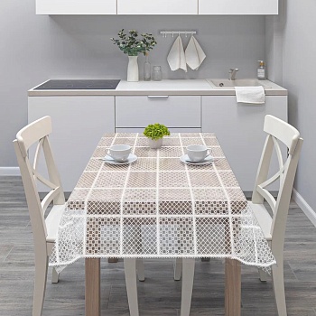 Клеенка столовая из ПВХ Муза 1,32м*22м Шашечки 7096-032-White