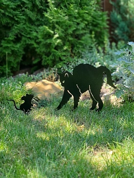 Фигура садовая металлическая Кот и Мышь №1