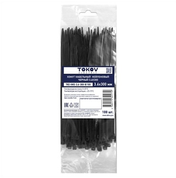 Хомут кабельный 3.6*300 нейл.черн.(уп.100шт) TOKOV ELECTRIC TKE-HNS-3.6-300-B/100