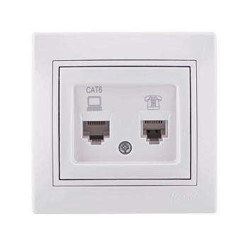 Розетка Lezard MIRA компьютер+телефон белый RJ-45