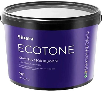 Краска акриловая для моющая прозрачная(база С) 9л Sinara ECOTONE