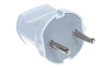 Вилка прямая б/з белая 6А 250В (еврослот) UNIVersal А113