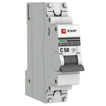 Выключатель автоматический 1Р C 50А 4,5кA ВА 47-63 PROxima EKF mcb4763-1-50C-pro