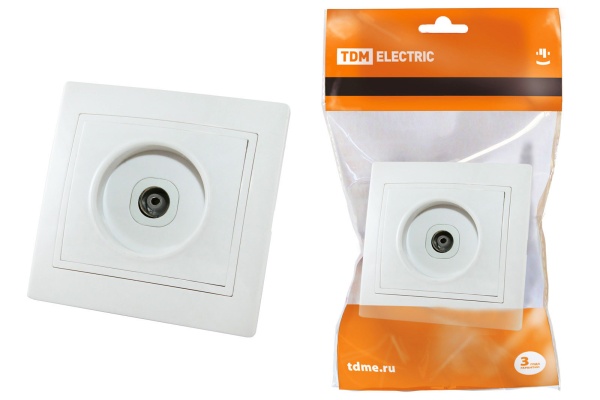 Розетка телевизионная простая (0-2400МГц, мама) белая Таймыр TDM SQ1814-0022