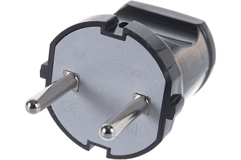 Вилка прямая б/з черная 6А 250В (еврослот) UNIVersal А0113