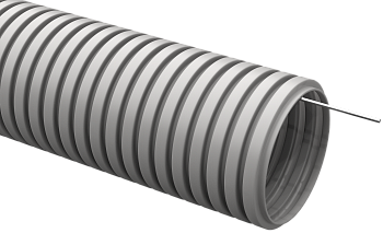 Труба гофрированная ПВХ d25мм с протяжкой сер. (50м) IEK CTG20-25-K41-050